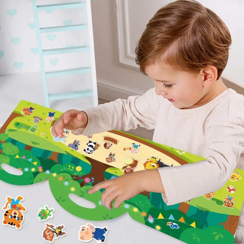 Reusable Sticker Books for Kids Jelly Bubble Scene Stickers DIY Puzzle Game Educational Learning Classic Toys for Children Gift