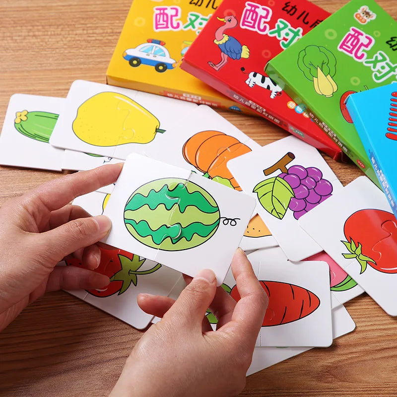 32 Pack Montessori Education Toddler Matching Cards Learning Games for Kids Toys for Kids 2 to 4 Years Old Cartoon Puzzle Baby