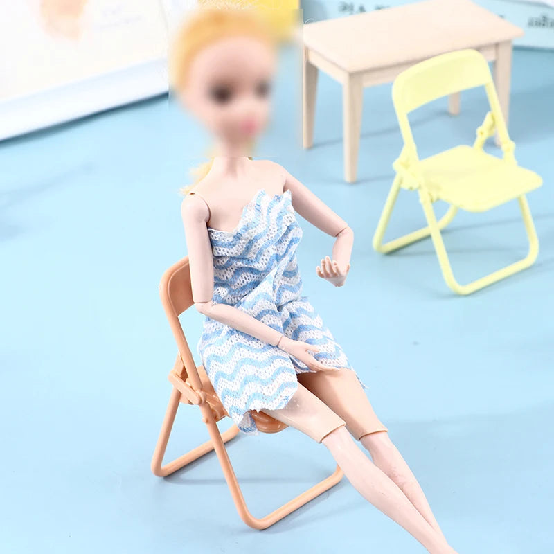 1Pc Mini Chair 1:12 Dollhouse Miniature Chair Plastic Armchair Folding Chair Simulation Furniture Doll House Decor Accessories