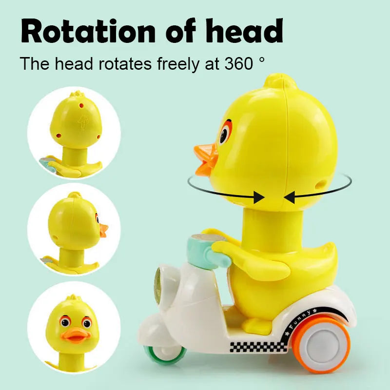 Cute Stunt Press Yellow Duck Walk Toy (No Battery)