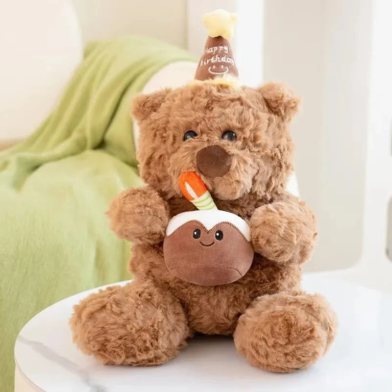 Cake Bear Teddy Bear Plush Toy Stuffed Animal Doll for Girls Valentine's Day Birthday Gift