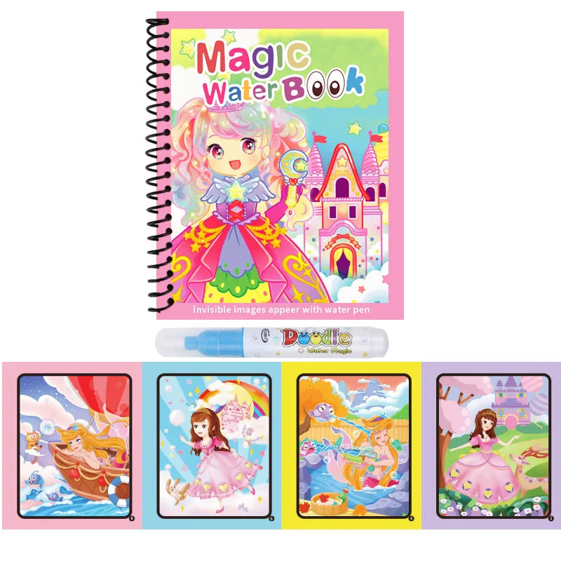 Cartoon Watercolor Painting Magic Book Kids Graffiti Coloring Water Picture Book Sensory Early Education Puzzle Drawing Toys