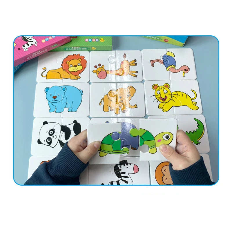 32 Pack Montessori Education Toddler Matching Cards Learning Games for Kids Toys for Kids 2 to 4 Years Old Cartoon Puzzle Baby