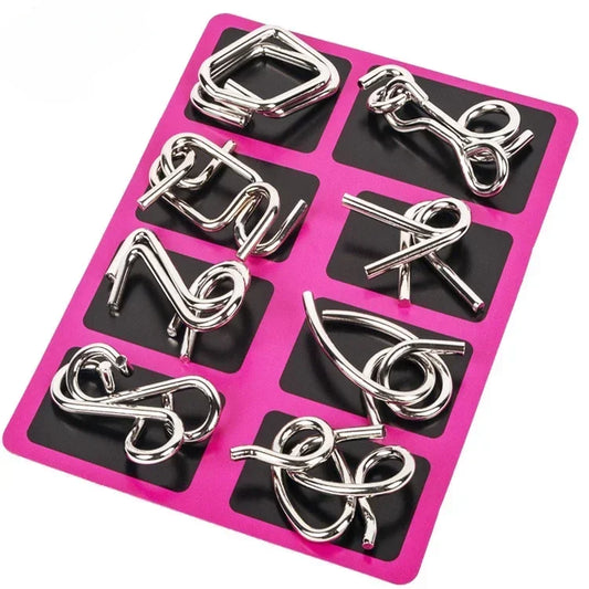 8Pcs/Set Metal Montessori Puzzle Wire Mind Brain Teaser Puzzles Children Adults Interactive Game Reliever Educational Toy