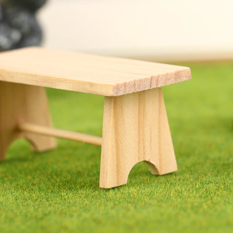 Doll House Mini Wooden Coffee Table Wood Simulation Teatable Coffee Table Living Room Toy Doll House Accessories Mini Dollhouse