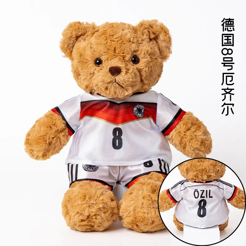 35cm Football Bear Plush Toy Cuddly Teddy Bear Soft  Stuffed Plush Animal Teddy Bear Doll Detachable jersey