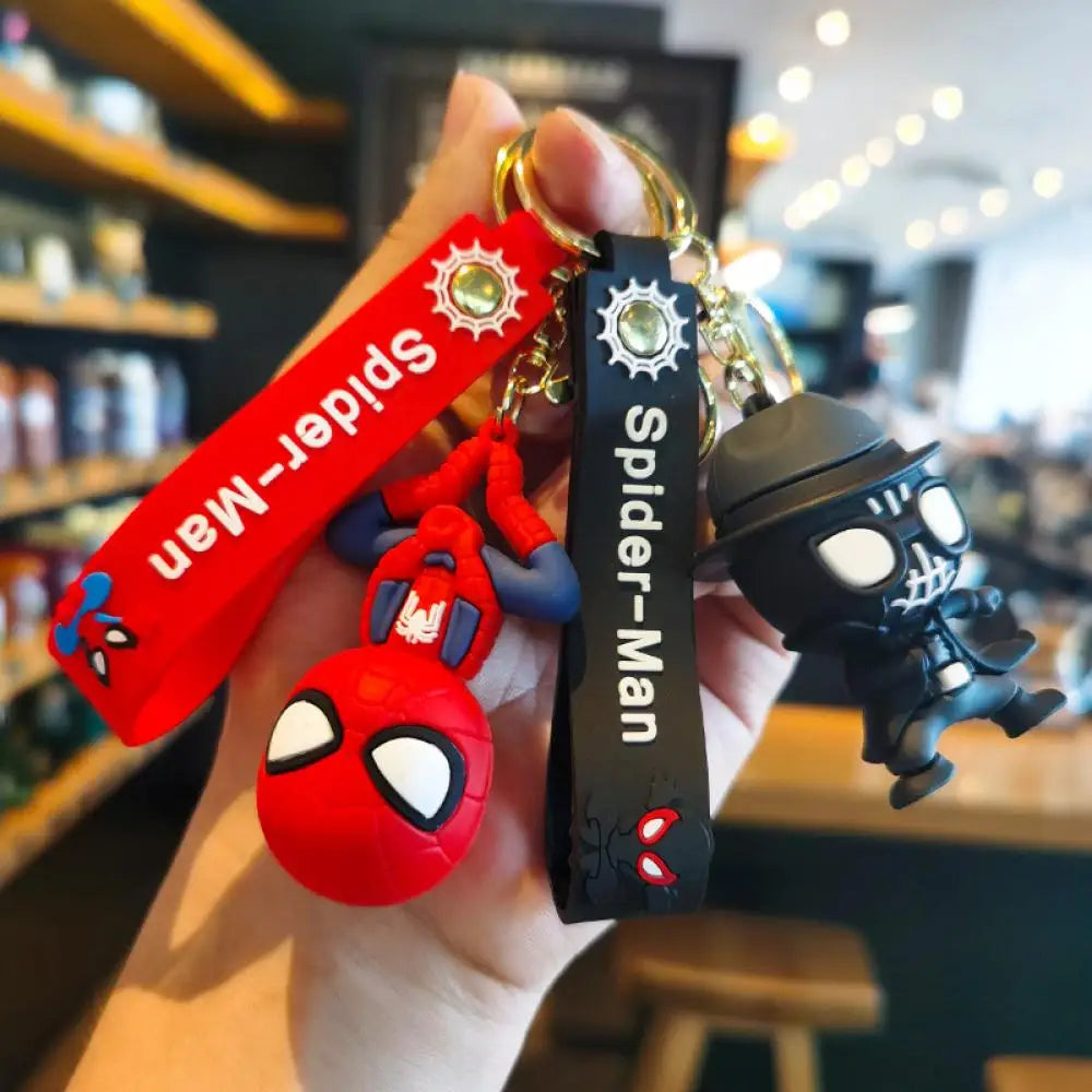 Classic SpiderMan Keychain Pendant Disney Marvel Amazing Inverted Silk Stereo Doll Car Hanging Decor Keychain Birthday Gift Toys