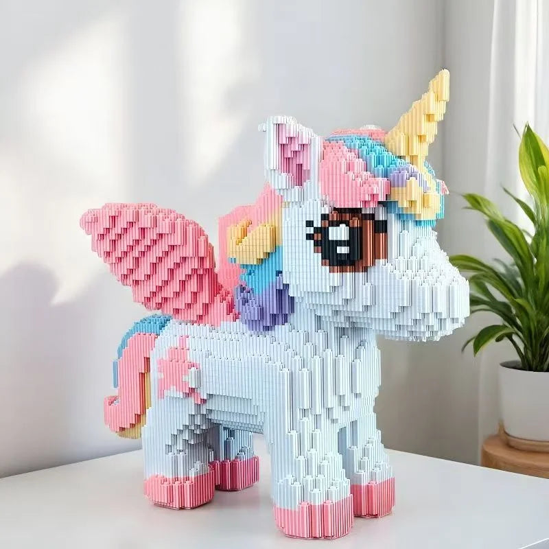 2026 Year of Horse Unicorn Building Blocks Cute Pegasus 3D Puzzle Educational Toy Gift for Kids