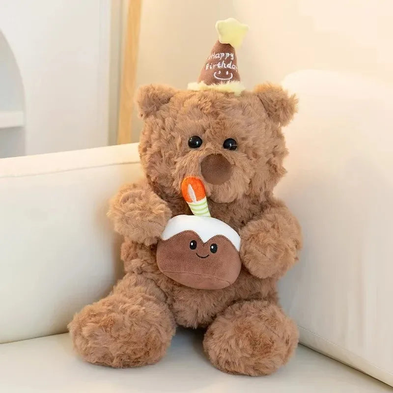 Cake Bear Teddy Bear Plush Toy Stuffed Animal Doll for Girls Valentine's Day Birthday Gift
