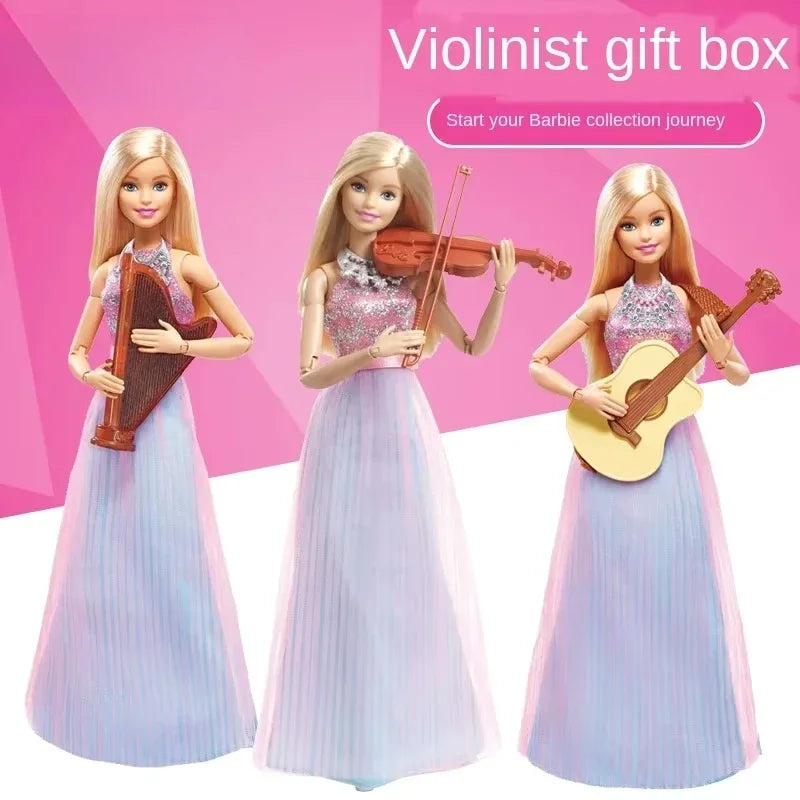 Genuine Barbie Fashionista Dolls Violin set Wedding dress Princess Toys for Girls Assortment Bonecas Barbie Doll Birthday Gifts