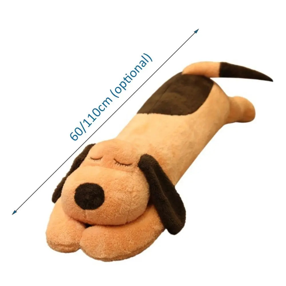 Lovely 60/110cm Plush Lying Dog Brown Sleep Accompany Down Cotton Dog Stuffed Doll Gift