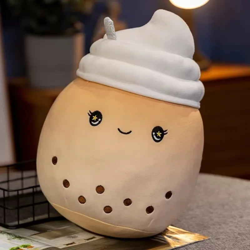 Kawaii Milk Tea Cup Plush Pillow 23cm Stuffed Food Fruit Boba Doll Ultrasoft Stuffed Plush Tea Shop Kids Toys Birthday Gift