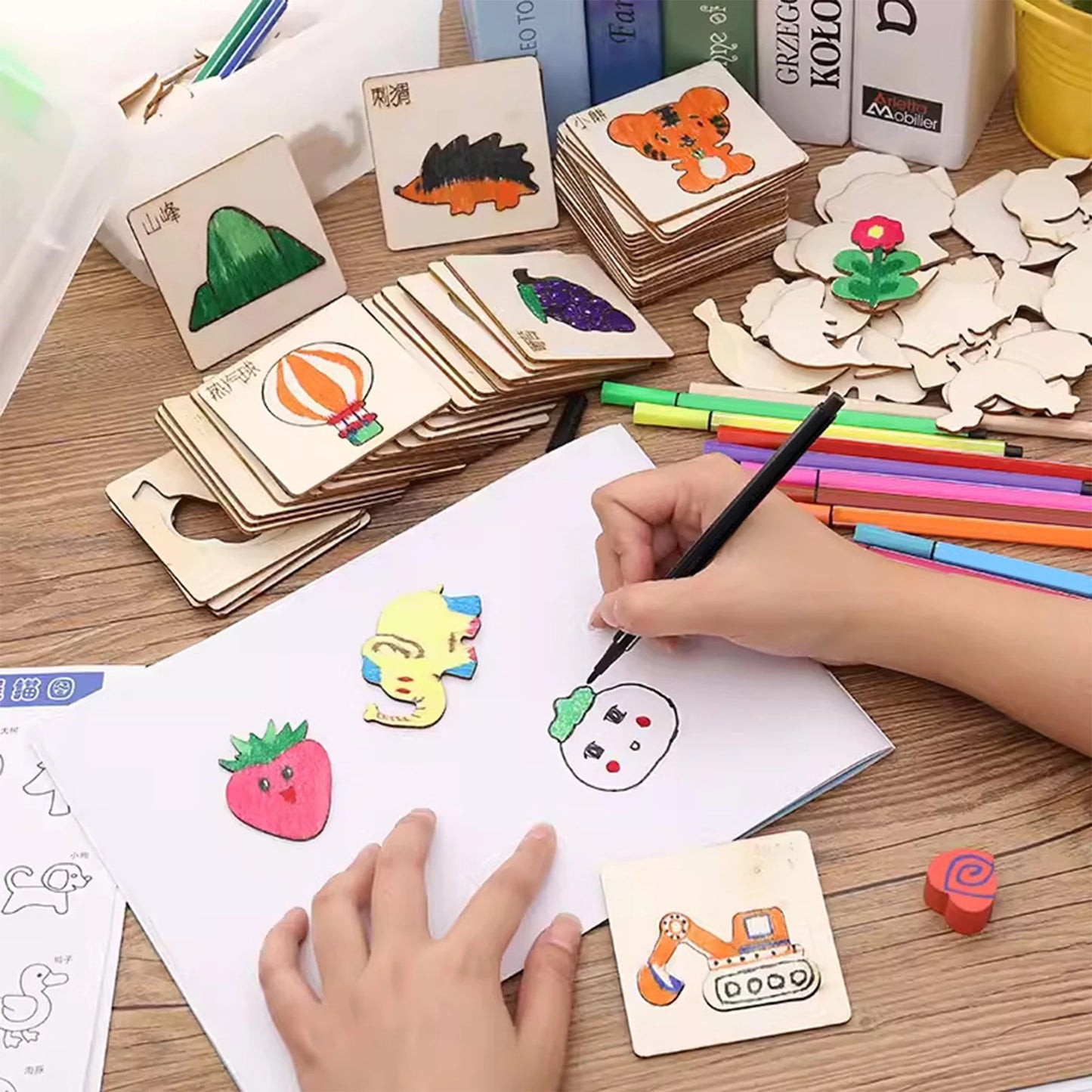 20pcs DIY Drawing Tools Children's Beginner Graffiti Drawing Templates Girls' Children's Puzzle Toys Montessori Teaching Aids