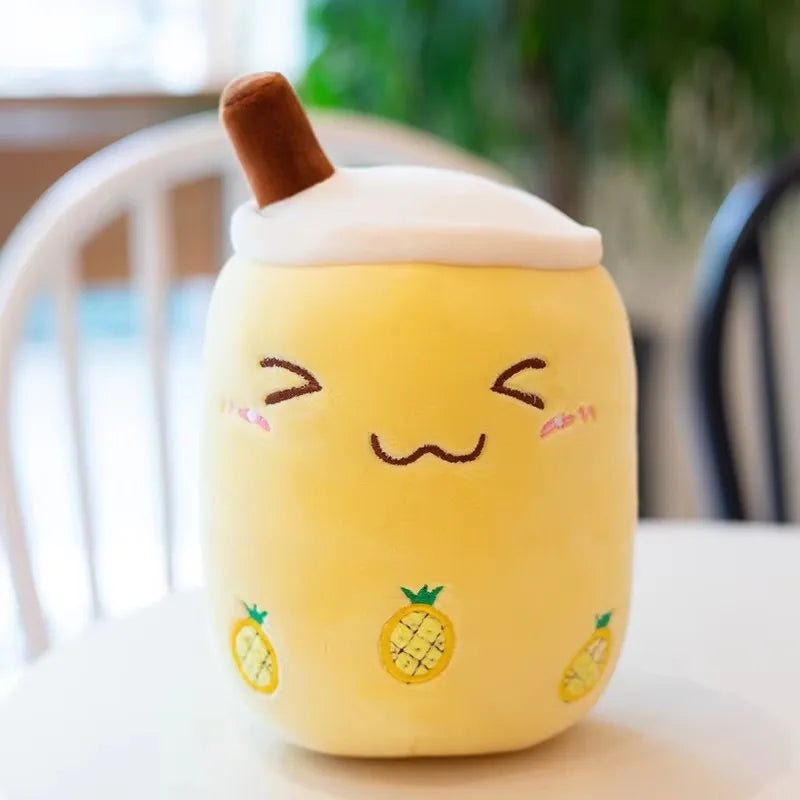 Kawaii Milk Tea Cup Plush Pillow 23cm Stuffed Food Fruit Boba Doll Ultrasoft Stuffed Plush Tea Shop Kids Toys Birthday Gift