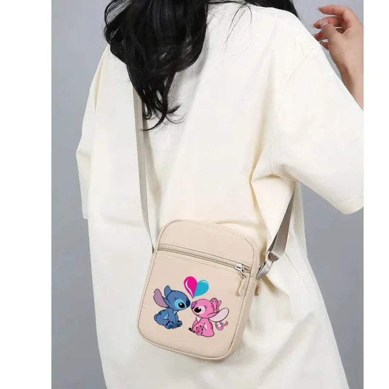 2026 Disney Latest Hot Selling Stitch Printed Boys and Girls Colorful Small Square Bag Casual Fashion Cute Women's Shoulder Bag