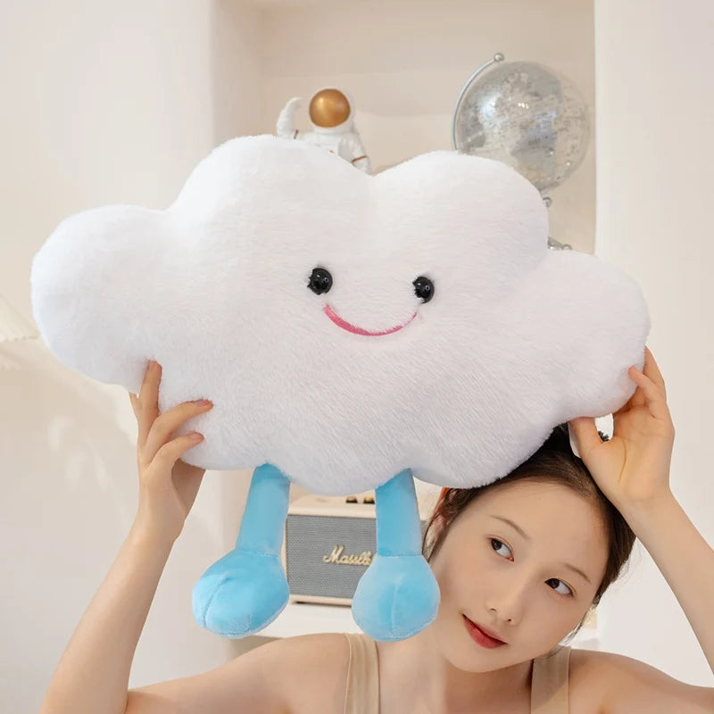 Smilling Cloud Moon with Legs Plush Toy Cute Soft Baby Appease Company Stuffed Doll Home Decor Pillow Birthday Gift for Kid Girl