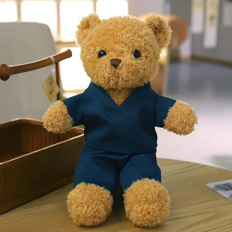 Lovely Doctor Bear White Coat Ted Bears Brown Animal Doll Soft Stuffed Plush Toy Girl Boy Birthday Christmas Gift 1pc