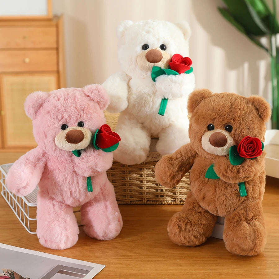 Rose Teddy Bear, Heart-Shaped Bear Doll
