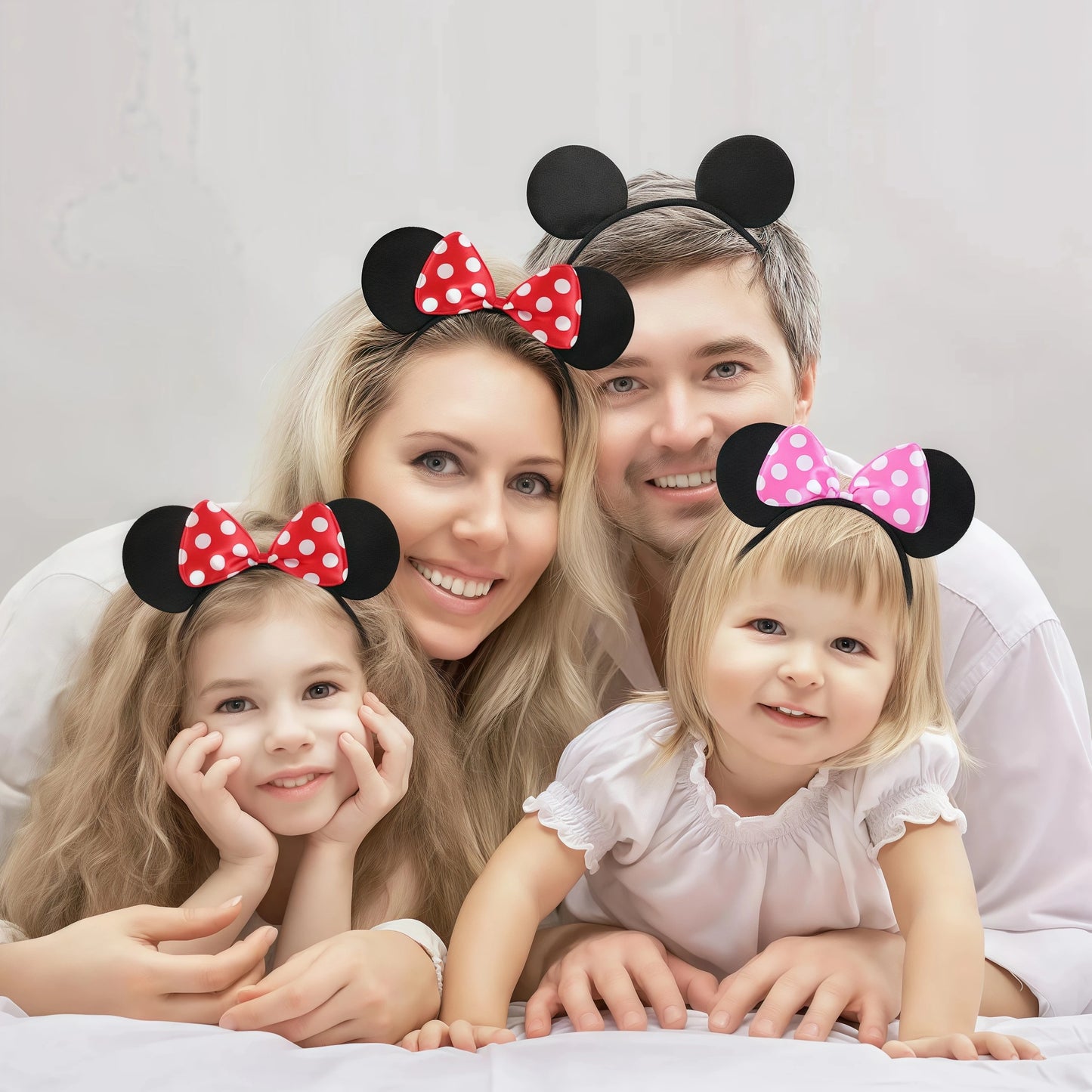 Mickey Ear Headband Hair Ornament Minnie Mickey Mouse Bow Headband Princess Hair Accessory Girls Birthday Party Gift Supplies