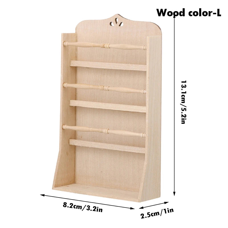 1Pcs Dollhouse Miniature Bookcase Storage Rack Mini Wood Cherry Display Shelf Cabinet Cupboard Doll House Furniture Model Toys