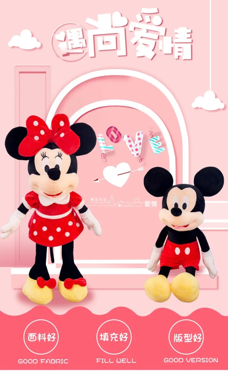 Disney Mickey Mouse Minnie Mouse Soft Plush Toys Cartoon Stuffed Dolls Kids Birthday Gifts Wedding Claw Machine Prizes Bed Pals