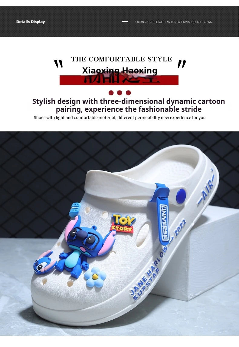 New Cartoon Stitch Series Head Slippers For Couples Are Super Light Anti-Slip And Versatile Casual Shoes For Men And Women Gifts