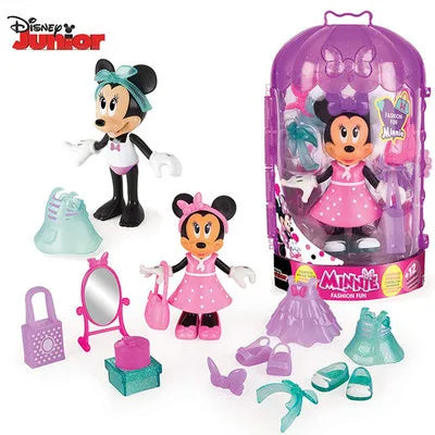 Disney Mickey Mouse Fashion Fun Minnie Beautiful Change Clothes Gifts Toy Model Anime Figures Collect Ornaments