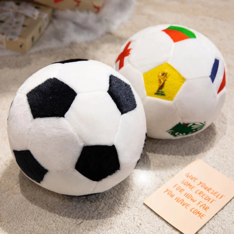 15/20/25cm Lovely Football Plush Dolls Kawaii Ball with Colorful National Flag Stuffed Soft Pillow Soccer Plushie Toy