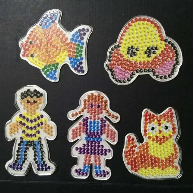 5mm Hama Beads Template with Color Paper Plastic Stencil Jigsaw Perler Puzzles Pixel Beads Diy Transparent Shape Puzzle Pegboard