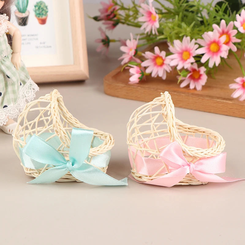 1:12 Dollhouse Miniature Baby Bed Wooden Nursery Cradle Nursery Room Baby Basket Baby carriage Baby Walker Furniture Model Toy