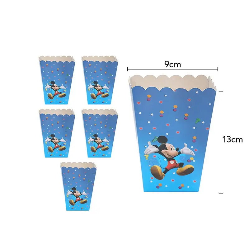 Mickey Mouse Birthday Party Decoration Blue Mickey Tableware Cups Plates Balloons Backdrop Pannents Gift Bag Kids Party Supplies