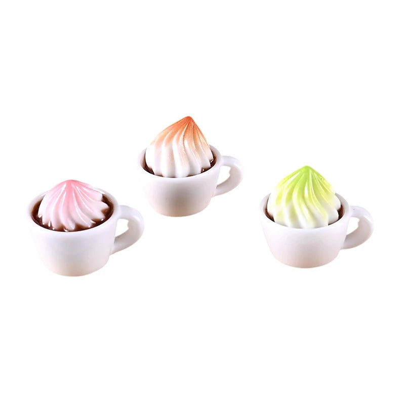 1Set 1:12 Dollhouse Miniature Cake Coffee Fork Tray Food Model Kitchen Decor Toy For Doll House Accessories Toy