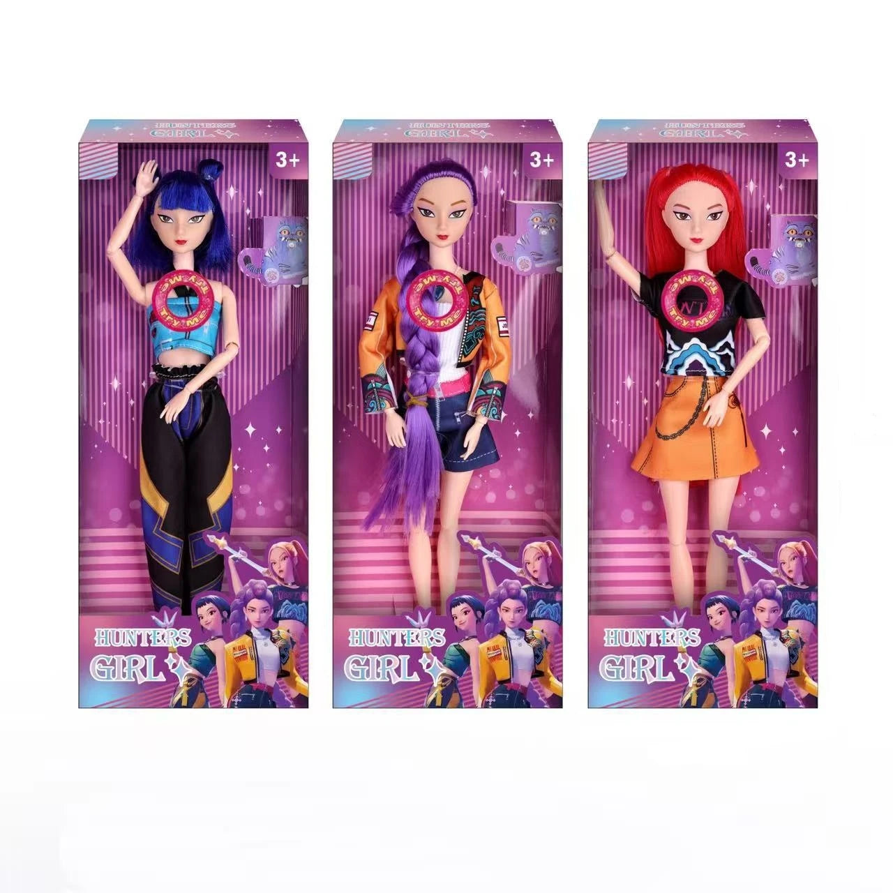 Hunters Girl Doll Rumi Mira Zoey Vinyl Figure Kpop Demon Hunters 11 Inch Posable Anime Toy with Theme Music for Kids Girl Gift