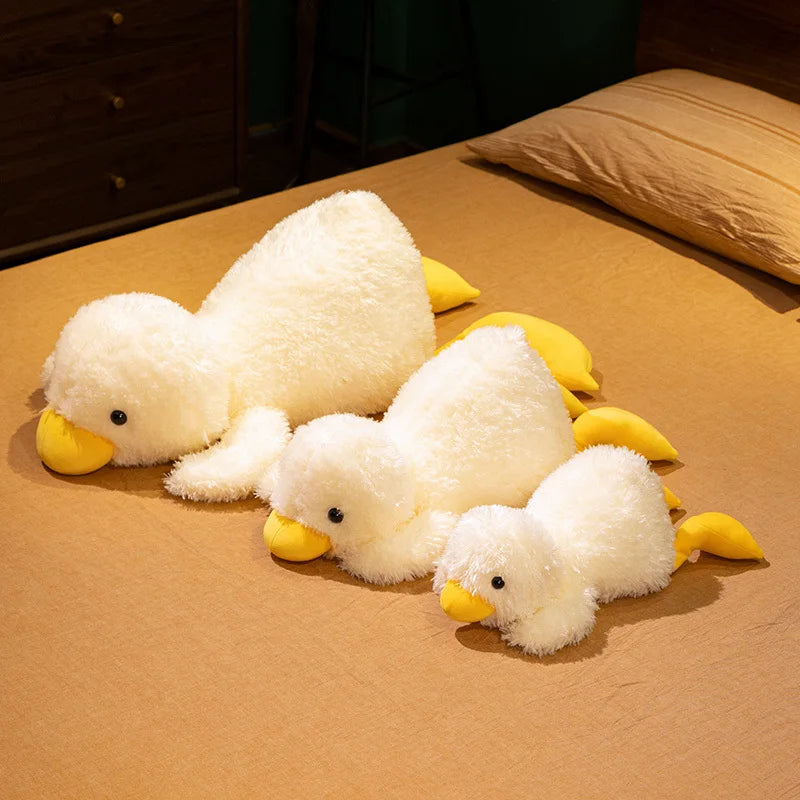 45-75CM Cute Cartoon Anime Party Pose Yellow Duck Stuffed Toy Kawaii Duck Children's Soothing Doll Pillow Handmade Birthday Gift