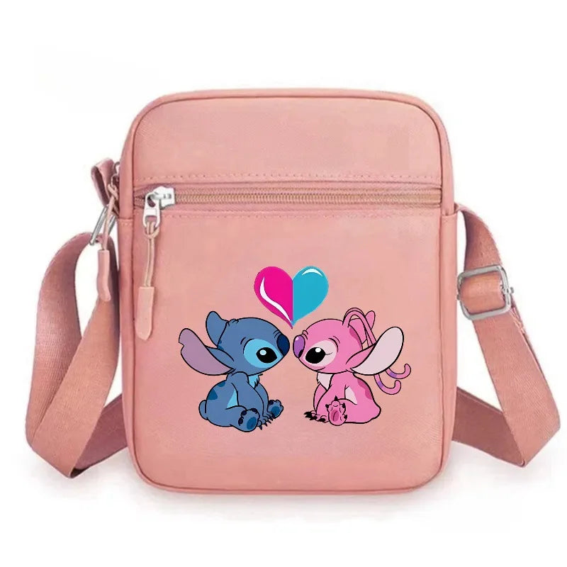 2026 Disney Latest Hot Selling Stitch Printed Boys and Girls Colorful Small Square Bag Casual Fashion Cute Women's Shoulder Bag