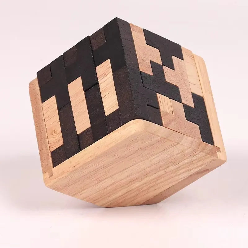 Wooden Puzzle Building Blocks Cube Brain Teaser IQ Toy Educational Game for Kids Adults Mind Testing Casual Desktop Toy