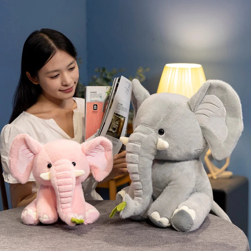 Nice 1pc 25/40cm Cartoon Cute Elephant Plush Doll Long Nose Pink Grey Sitting Animal Stuffed Toy Home Decor Gift For Boys Girls