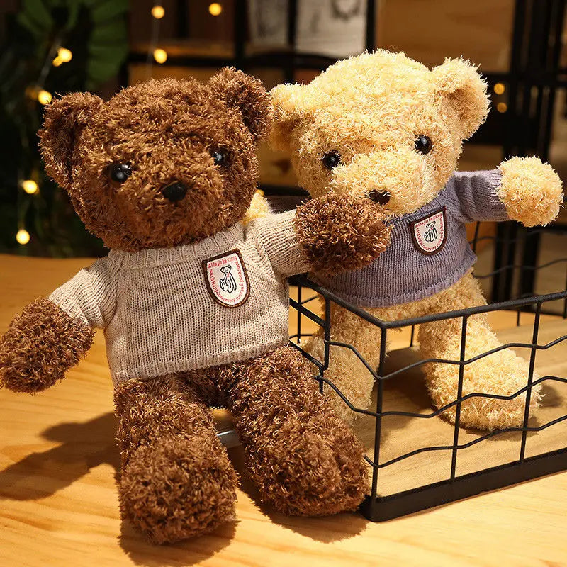 Cute Teddy Bear Plush Toy Stuffed  Animal Bear with Weater/Heart Soft Doll Kids Toys Birthday Gift