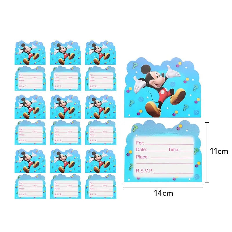 Mickey Mouse Birthday Party Decoration Blue Mickey Tableware Cups Plates Balloons Backdrop Pannents Gift Bag Kids Party Supplies