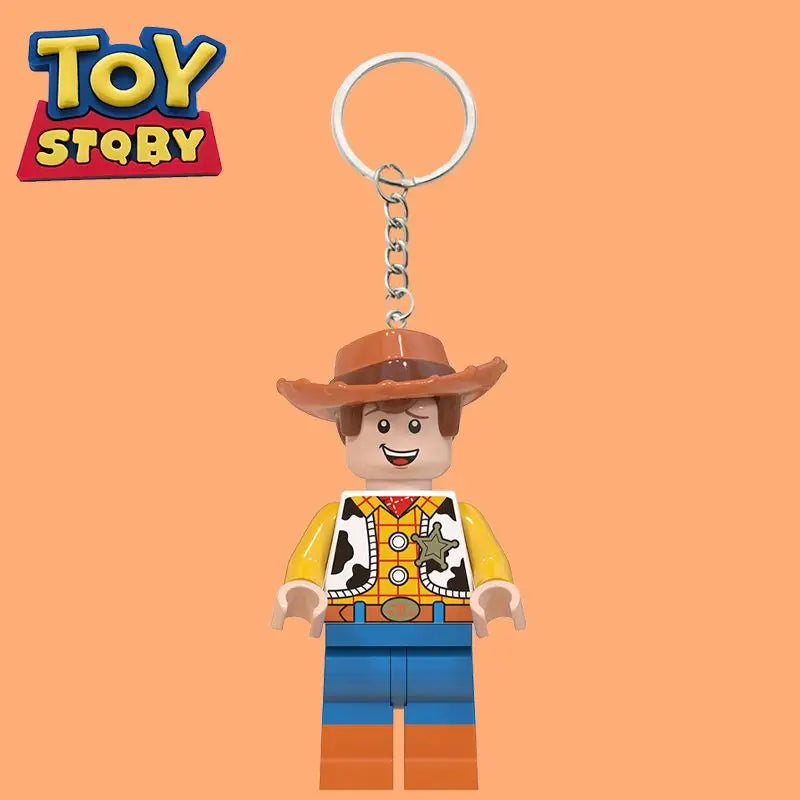 New Disney Toy Story Buzz Lightyear Building Blocks Creative Keychain Woody Mickey Mouse Donald Duck Cute Keychain Pendant Gift