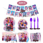 Demones Hunt Cartoon Anime Party Supplies Cutlery Set with Warrior Banner Plate Cake Topper K--Pop Cup for Birthday Party supply
