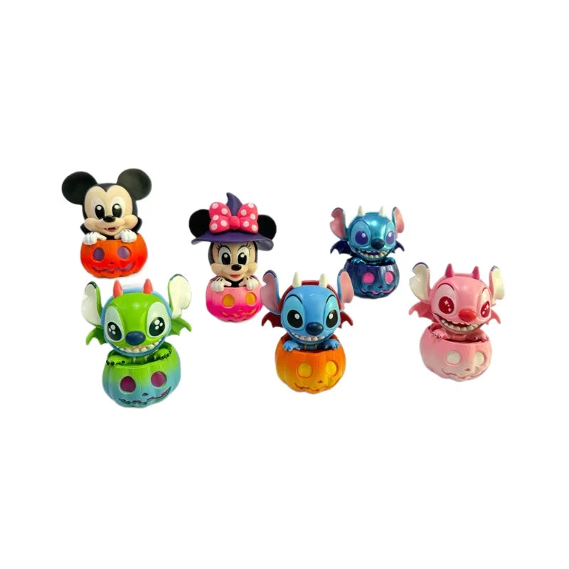 6pcs/set Stitch Mickey Mouse And Friend Pumpkin Version Halloween Limited Cosbi Figure Guess Christma Desktop Gift Toy