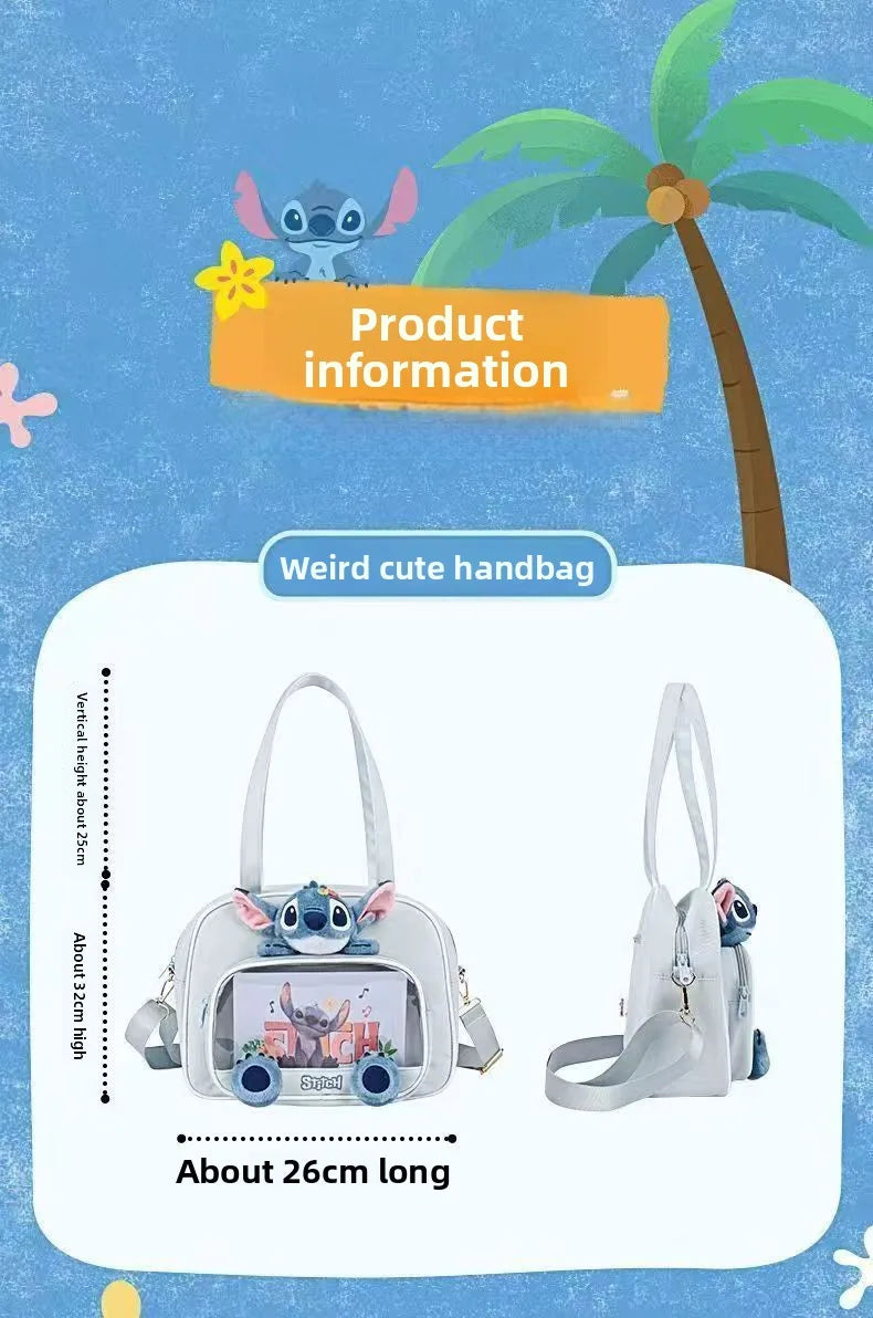 Disney Stitch Cartoon Shoulder Bag Cute Anime Tote Bag Casual Daily Purse Fashion Handbag Kawaii Girl Shopping Bag wholesale