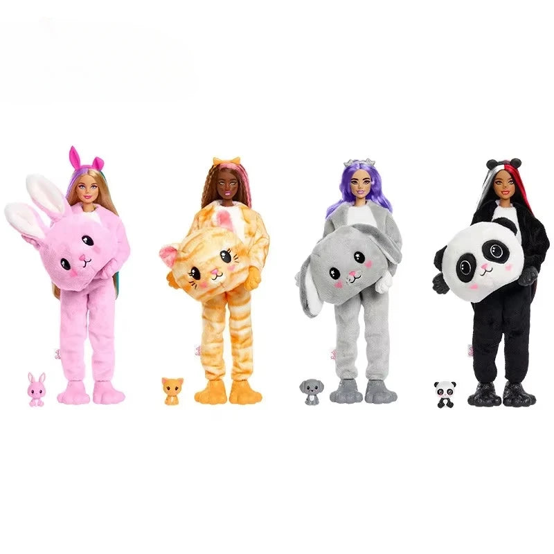 Original Barbie Cutie Reveal Cute Pet Series Fashion Plush Dolls Animal Surprise Dress Up Makeup Cosplay Toys for Girls Boy Gift