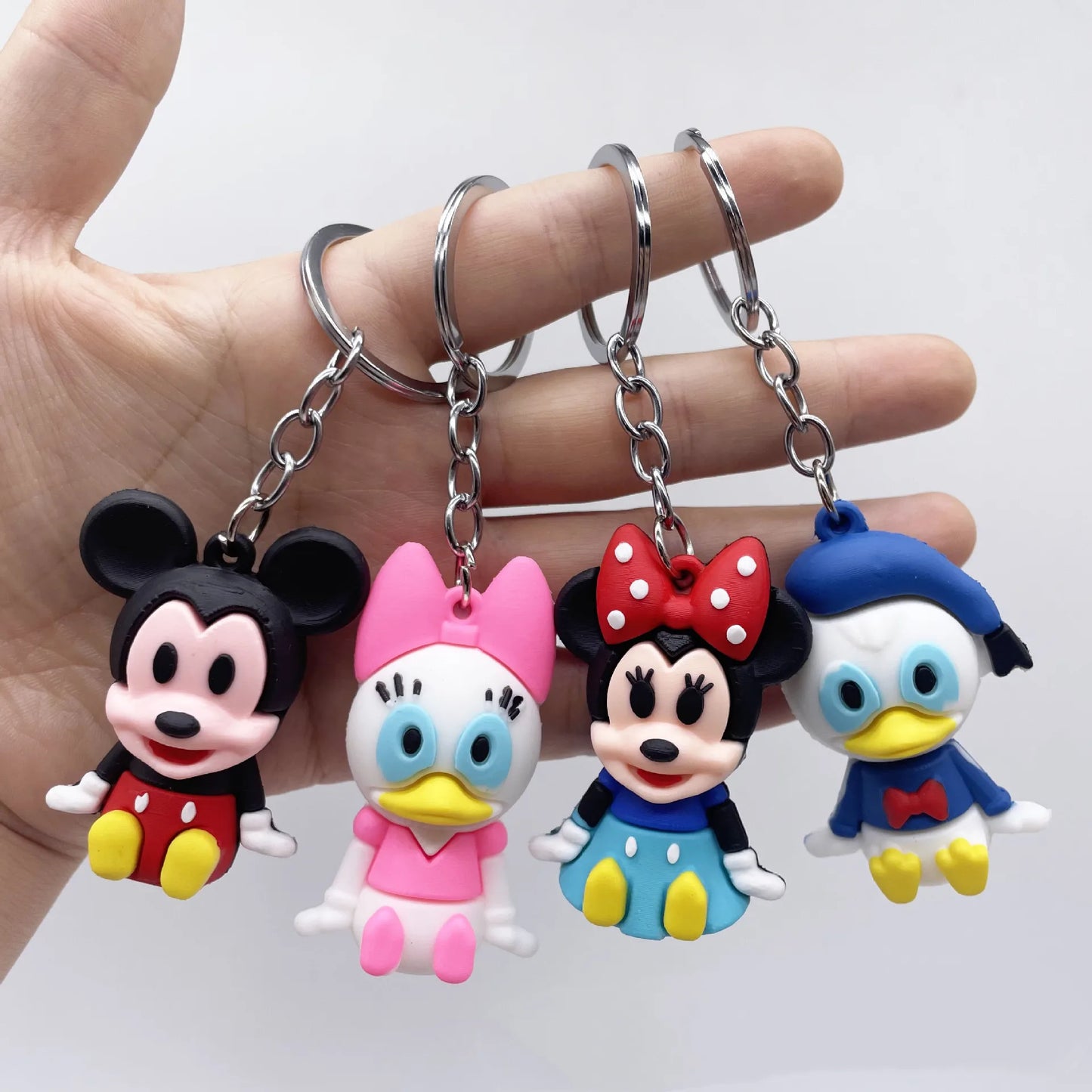 Anime Disney Keychain New Mickey Mouse Minnie Lilo & Stitch Doll Keyring Ornament Key Chain Car Pendant Kid Toys Gifts Wholesale