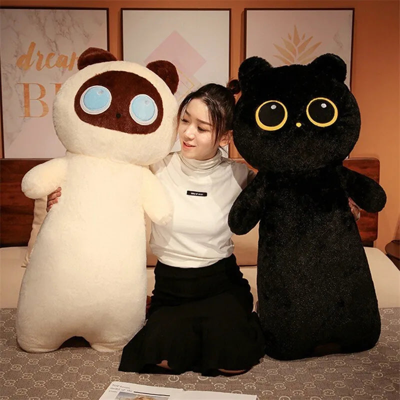 Big Lovely Soft Long Cat Plush Toys Office Cute Pillow Nap Sleep Home Comfort Cushion Kids Doll For Kids Girl Gift New Black Cat