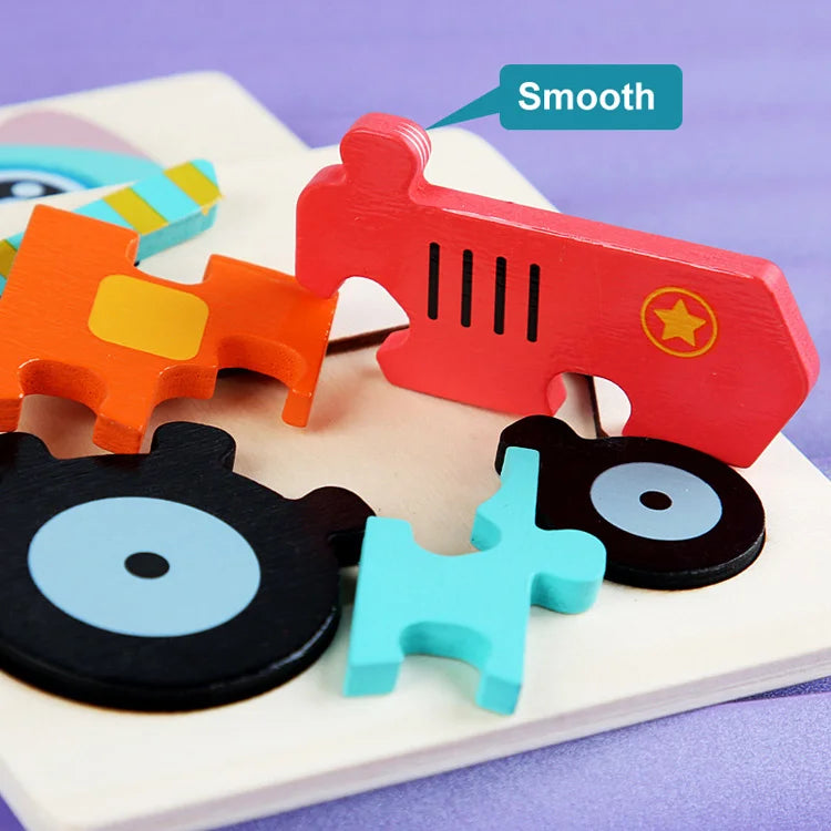 Wooden Jigsaw Puzzle Cartoon Animal Wood 3D Puzzles Montessori Educational Intelligence Jigsaw Toys for Children Gifts