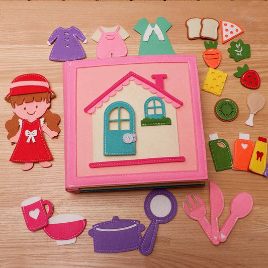 Montessori Sensory Busy Board Quiet Felt Book For Early Activity Learning Book Little Doll House Handmade Felt Books For Travel