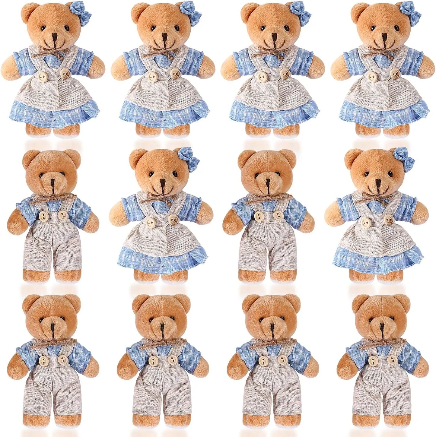 12-48Pcs Mini Joint Teddy Bear Stuffed Animal Plush Toys Wedding Gift Box Doll Toy for Birthday Cake Wedding Decor Party Favors