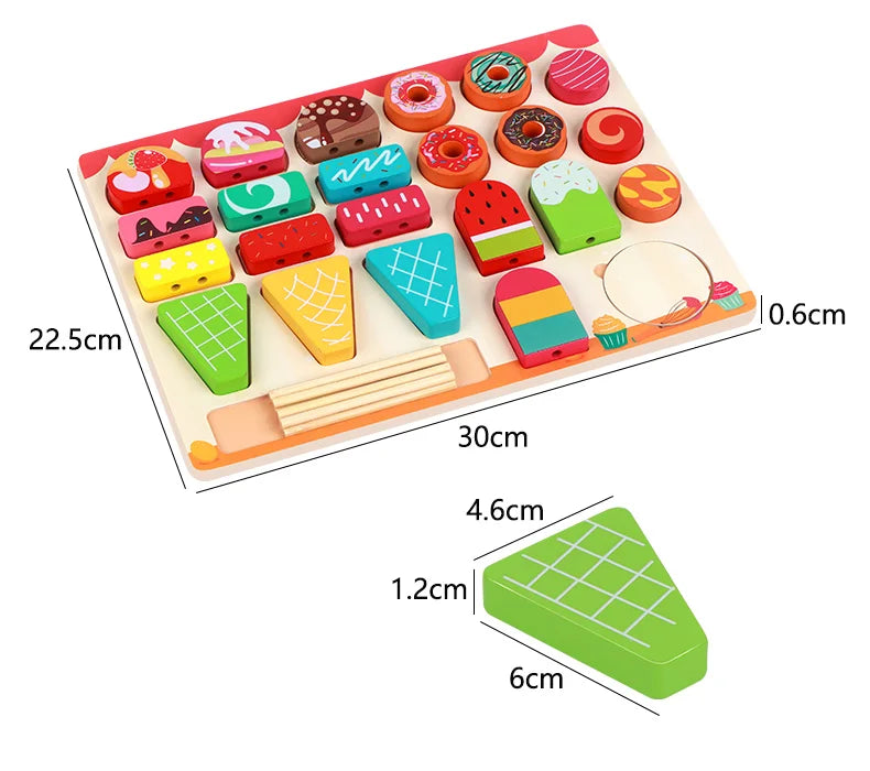 Montessori Wooden Pretend Play Kitchen Toys Dessert Puzzle Toys Simulation Barbecue Pretend Role Indoor Game For Toddlers Age 3+